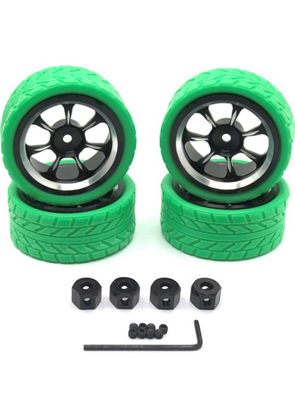 65MM Metal Jant Lastik Lastik 12MM Adaptör ile Wpl C14 C24 Mn D90 MN98 MN99S Mn-90 Rc Araba Yükseltme Parçaları, Yeşil (Yurt Dışından)