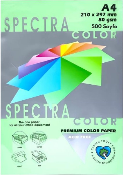 A4 Renkli Fotokopi Kağıdı 80 gr 1 Paket 500 Yaprak - Açık Yeşil