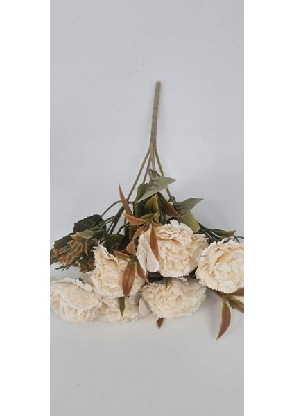 Yapay Eskitme Ekru Karanfil Saksı Vazo Dekor Çiçeği