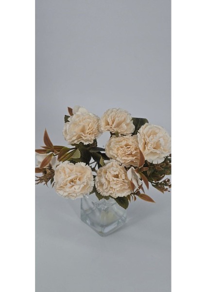 Yapay Eskitme Ekru Karanfil Saksı Vazo Dekor Çiçeği fiyatları