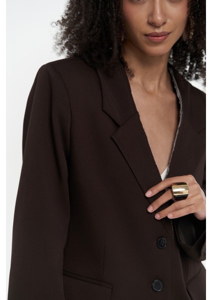 Volda Yaka Detay Kahve Blazer