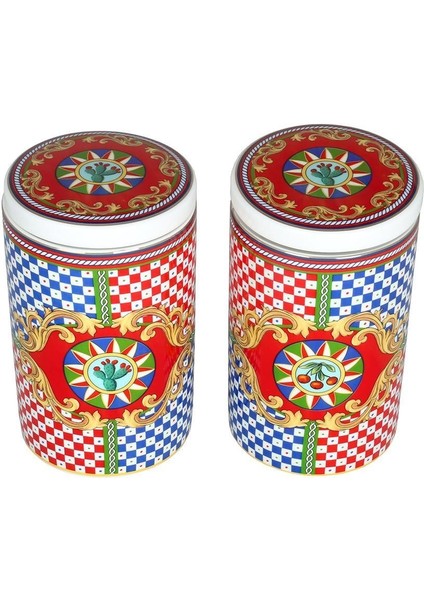 Odessa Desenli Bone China Porselen 2 Li Kavanoz Seti 750 ml