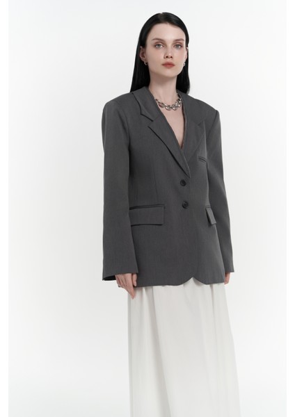 Volda Yaka Detay Antrasit Blazer