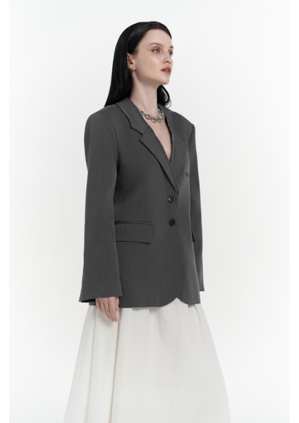 Volda Yaka Detay Antrasit Blazer