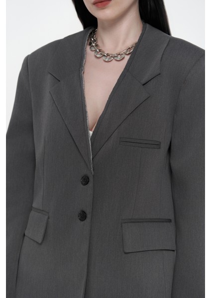 Volda Yaka Detay Antrasit Blazer