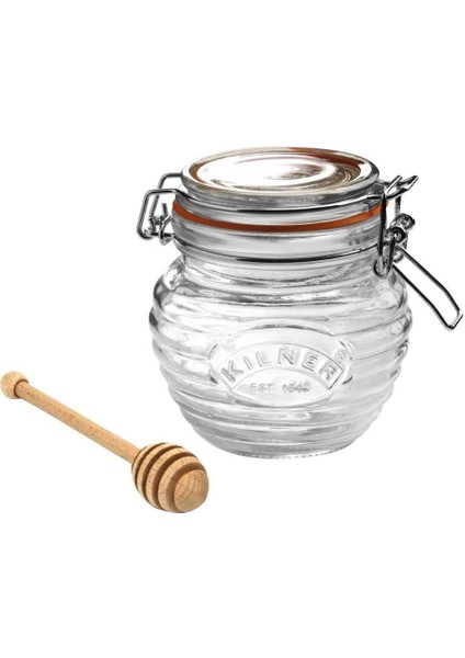 Ahşap Kepçeli Bal Kavanozu 400 ml