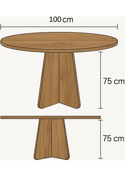 Modern Yuvarlak 100CM Yemek Masası-Mutfak Masası (Sandalyeler Temsilidir) Yuvarlakmasa, One Size modelleri