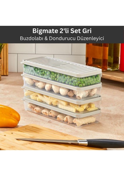 2'li Şeffaf Saklama Kabı 2x1 Lt BGMT1115 Mikrodalga Buzdolabı ve Dondurucu Uyumlu Düzenleyici