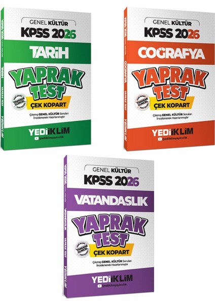 2026 Kpss Genel Kültür Çek Kopart Yaprak Test 3 Lü Set