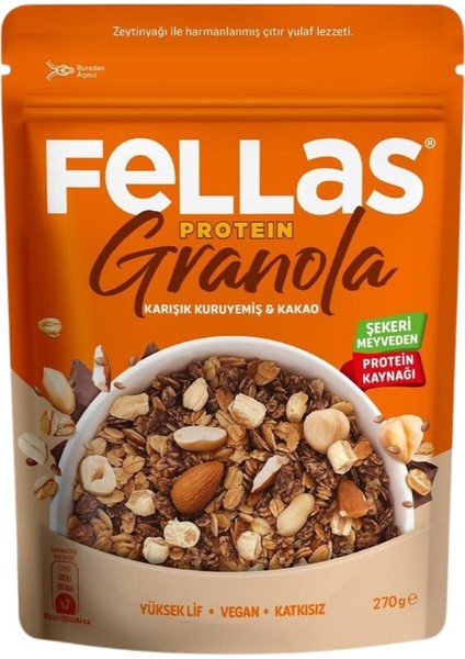 Protein Granola - Karışık Kuruyemiş & Kakao 270G