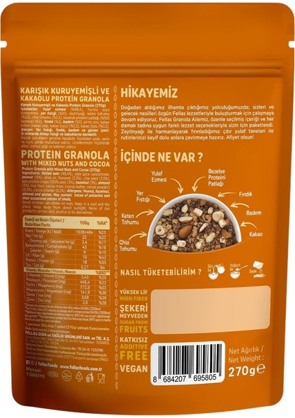 Protein Granola - Karışık Kuruyemiş & Kakao 270G modelleri