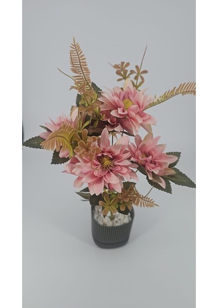 5 Dallı Pembe Çan Çiçeği 34 cm El Buketi Vazo Aranjman Dekor Çiçeği modelleri