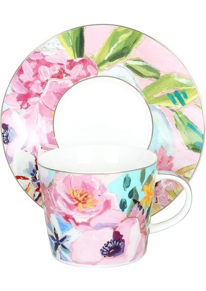 Luckyart Peony Desenli 6'lı Bone China Porselen Çay Fincanı Seti 220 ml modelleri