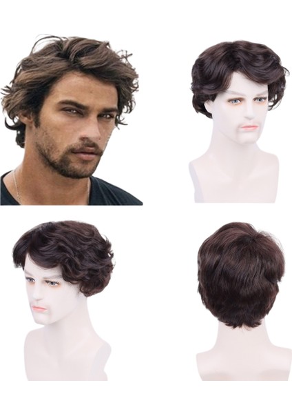 Erkekler Için Peruk Elyaf Yüksek Sıcaklık Ipek Saç Modelleri (Yurt Dışından)