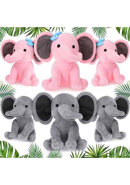 Parça Fil Doldurulmuş Hayvanlar 9.84 Inç Yumuşak Sevimli Fil Peluş Oyuncaklar Bebek Duş Için Fil Temalı Doğum Günü Partisi Malzemeleri (Pembe, Gri)1 (Yurt Dışından)