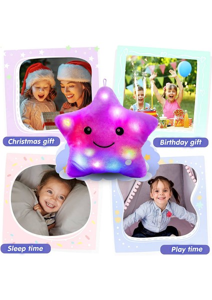 Yaratıcı Twinkle Yıldız Işığı Up Gece LED Peluş Yastıklar LED Oyuncaklar Doğum Günü Sevgililer Hediyeleri Bebekler Için En Iyi Kızlar Mor (Yurt Dışından) indirimleri