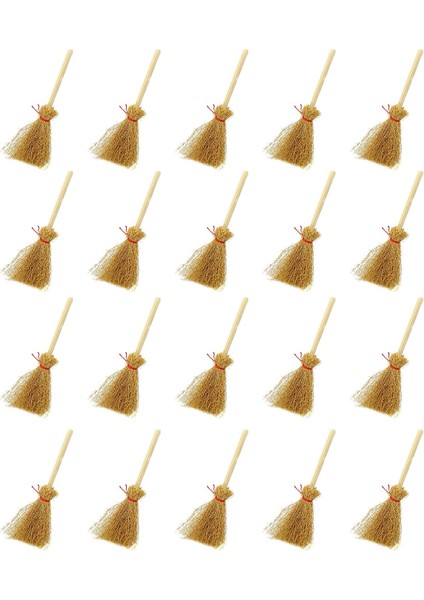 20 Adet Minyatür Yapay Mini Saman Süpürgeler Kırmızı Halatlar ile Cadılar Bayramı Saman Dollhouse Dekorasyon Cadılar Parti Dekor Oyuncak (Yurt Dışından)