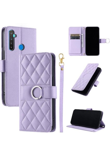 Realme C3 Bilek Kayışı Pu Deri Kart Yuvaları Tutucu Manyetik Için Flip Case (Yurt Dışından)