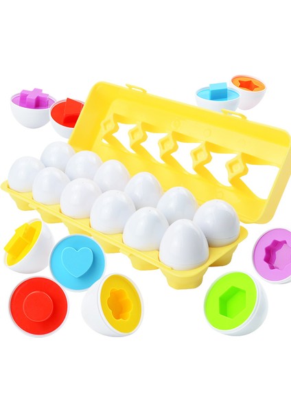 Renk ve Şekil Eşleşen Yumurta Oyuncakları - Şekil Ayırma ve Renk Tanıma Eğitici Oyuncaklar - Okul Öncesi Oyunlar - Montessori Eğitimi - Paskalya Yumurtaları1 (Yurt Dışından)
