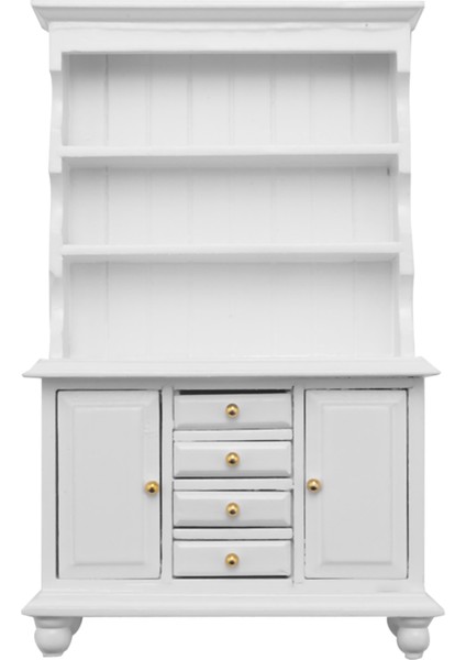 1/12 Dollhouse Minyatür Mobilya Çok Fonksiyonlu Ahşap Dolap Kitaplık Beyaz (Yurt Dışından)
