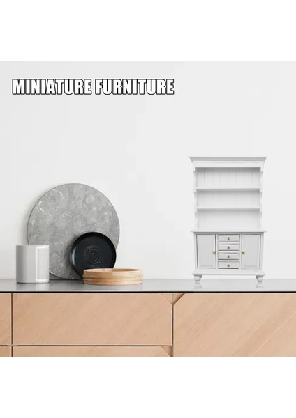 1/12 Dollhouse Minyatür Mobilya Çok Fonksiyonlu Ahşap Dolap Kitaplık Beyaz (Yurt Dışından) fiyatları