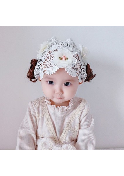 Çocuk Küçük Kıvırcık Peruk Dantel Saç Bandı Headdress Saç Filesi Seti (Yurt Dışından) modelleri