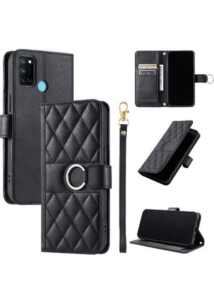 Realme C17 Kart Yuvaları Tutucu Bilek Kayışı Koruyucu Pu Için Flip Case (Yurt Dışından)