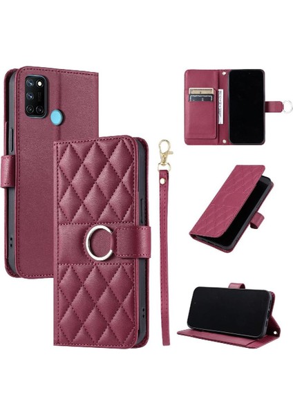 Realme C17 Kart Yuvaları Tutucu Bilek Kayışı Koruyucu Pu Için Flip Case (Yurt Dışından)