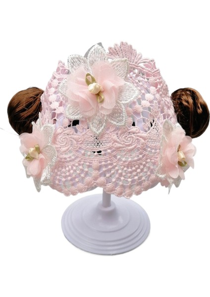 Çocuk Küçük Kıvırcık Peruk Dantel Saç Bandı Headdress Saç Filesi Seti (Yurt Dışından)