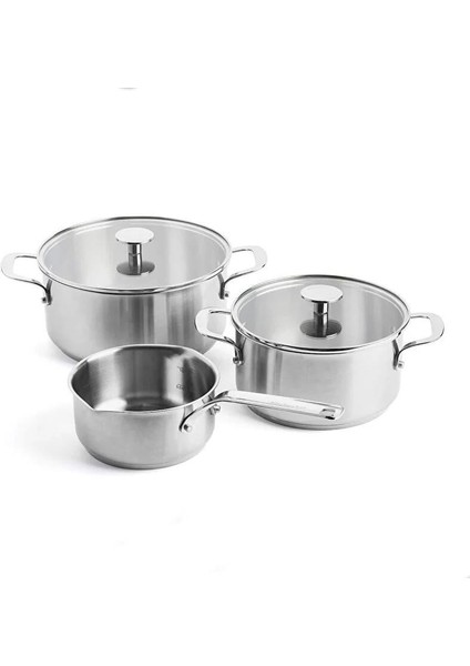 Çelik 3'lü Tencere Seti (20cm + 24cm Tencere & 16 cm Sosluk)
