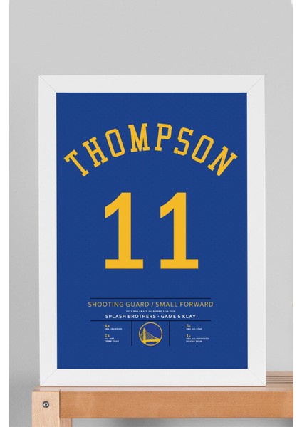 Klay Thompson Forma Çerçeveli Tablo - Nba Golden State Warriors Jersey