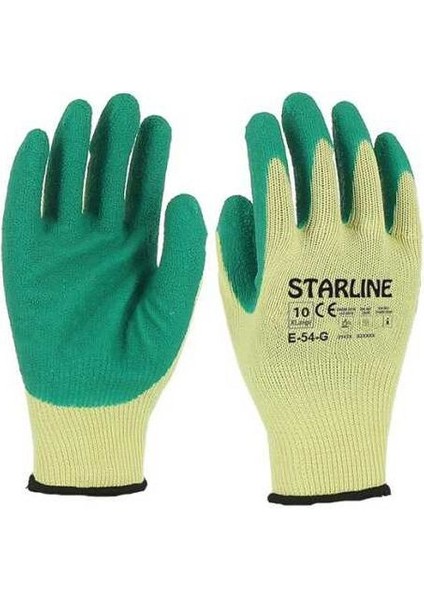 Lateks Eldiven E-54 - 12 Li Kaymaz Lateks Kaplama, 10G Polyester Astar, Kuru ve Islak Ortamlarda Güçlü Kavrama