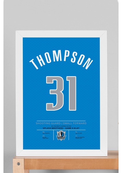 Klay Thompson Forma Çerçeveli Tablo - Nba Dallas Mavericks Jersey