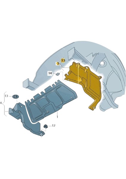 Audi A3 1997-2000 Motor Yan Muhafaza Sol Parça Plastik 1J0825245E modelleri