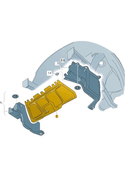 Audi A3 1997-2000 Motor Alt Muhafaza Orta Parça Plastik 1J0825237R modelleri