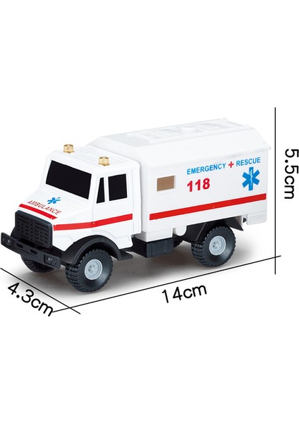 (2 Parça) Simülasyon Alaşımlı Kurtarma Oyuncak Mühendislik Aracı Çocuk Ambulansı Kaldırma Kar Temizleme Aracı Çocuk Arabası (Beyaz Ambulans)1 (Yurt Dışından)