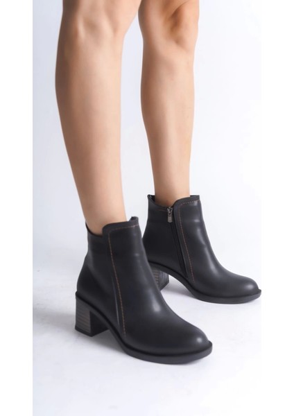 Larıssa Fermuarlı Ortopedik Taban Topuklukadın Bot Cst - Siyah