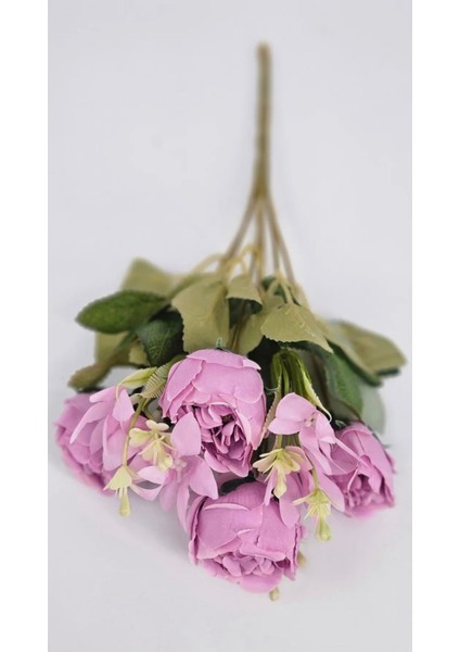 Lila Şakayık Gülü Yıldız Aranjmanli 27 cm Gül Buketi Ev Dekor Saksı Süsü