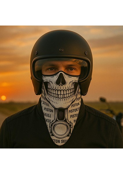 Piston Kurukafa Desenli Dikişsiz Dijital Baskı Baf Buff Bandana Boyunluk