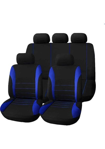 Araba Koltuğu Kılıfları Tam Set Çiçek Desenli Kumaş Evrensel Uyum Tüm Mevsimler Çoğu Araç Için Nefes Alabilir-Mavi (Yurt Dışından)