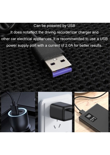 USB Araba Koltuğu Yaz Soğutucu Nefes Alabilir Buz Ipek Koltuk Minderi (Dahili 8 Fan)-Siyah (Yurt Dışından) fırsatları