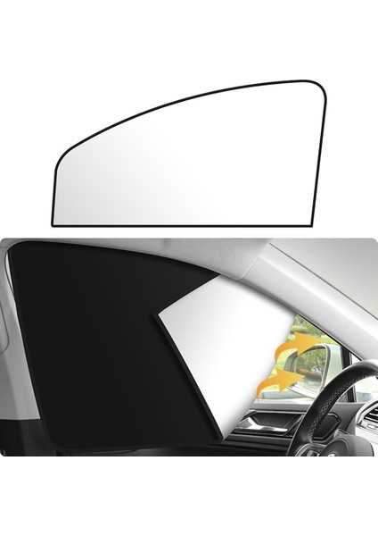 Titanyum Gümüş Kumaş Manyetik Araba Güneşliği Uv Koruma Ön Yan Pencere Güneşliği (Sürücü Tarafı, 80X50X20CM) (Yurt Dışından)