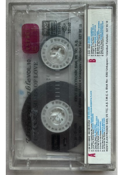 Unforgettable Vol 10 17 Classic Songs Of Love Kaset (Orijinal Dönem Baskı Kaset)