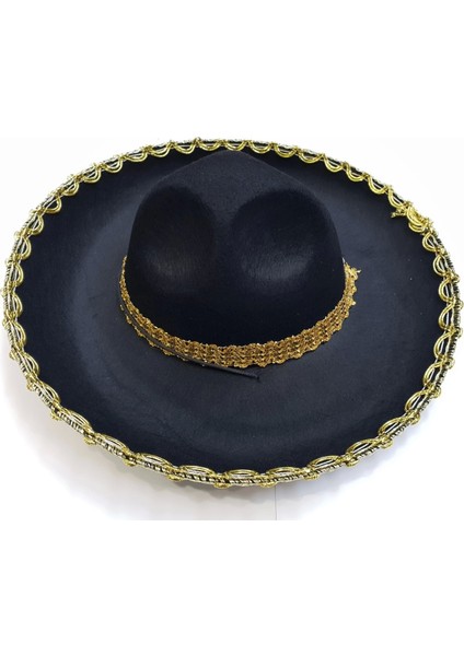 Altın Renk Şeritli Meksika Mariachi Latin Şapkası 55 cm Çocuk fiyatları