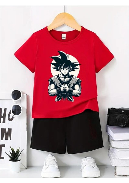 Samuray Karakter Baskılı Şort/t-Shirt Alt-Üst Çacuk Takım