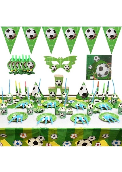 Hediye Çantası 10 Adet Futbol Futbol Tema Çocuk Doğum Günü Partisi Dekorasyon Seti Bardak, Tabak ve Saman Bunting Yağma Çanta Havlu Parti (Yurt Dışından) fiyatları