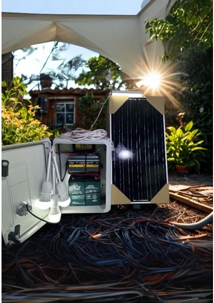 Taşınabilir Güneş Enerjili Acil Durum Enerji Seti – 50W Solar Panel, 24AH Akü, 3 LED Lamba, USB Şarj ve LED Tv Desteği fırsatları