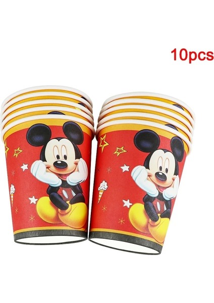 Bardak-10 Adet Yeni Disney Mickey Mouse Çocuk Doğum Günü Partisi Süslemeleri Çanta Balon Kağıt Bardaklar Plaka Bebek Duş Tek Kullanımlık Sofra Malzemeleri (Yurt Dışından) fırsatları