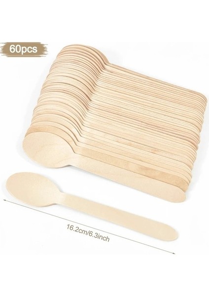 60PCS-SPOON-16CM Tek Kullanımlık Tahta Kaşık Çatal Bıçak Çatal Seti Rustik Düğün Doğum Günü Partisi Sofra Dekorasyon Malzemeleri Tatlı Kek Kaşık (Yurt Dışından)