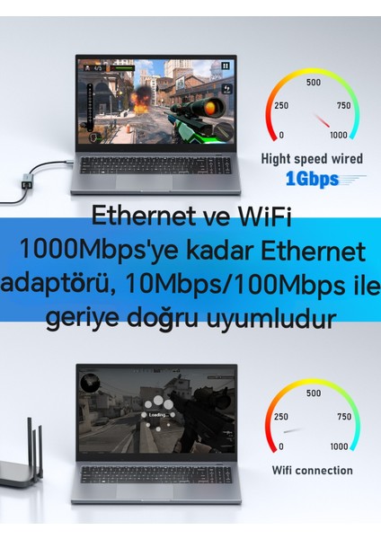 1000-Mbps RJ45 Ethernet Dönüştürücü Adaptör Type-C Metal Ce Lisanslı Sağlam Gigabit 1000Mbps RJ45 Ethernet Dönüştürücü Adaptör